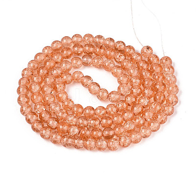 Spray Painted Crackle Glass Beads Strands CCG-Q001-8mm-05-1