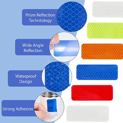 60Pcs 5 Colors PET Plastic Reflective Stickers DIY-SP0004-38-1
