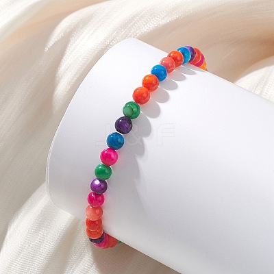 Dyed Natural Freshwater Shell Beaded Strertch Bracelets for Women BJEW-JB13687-1