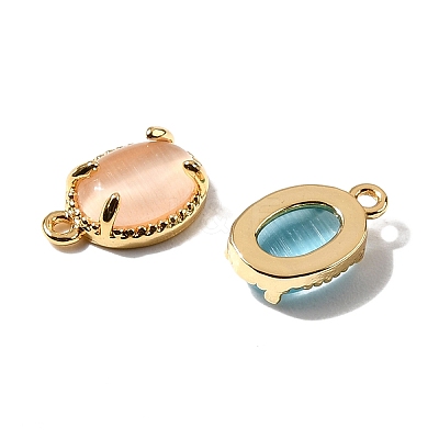 Oval Brass Charms KK-D024-01G-1