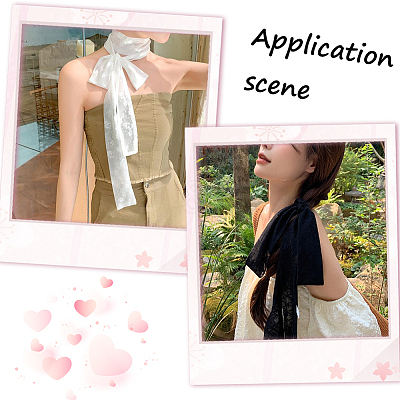 2Pcs 2 Colors Polyester Lace Long Silk Scarf for Women Girls AJEW-GF0011-28A-1