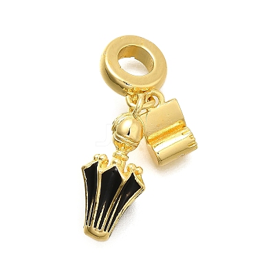 Brass Enamel Badminton European Dangle Charms KK-C087-11G-01-1