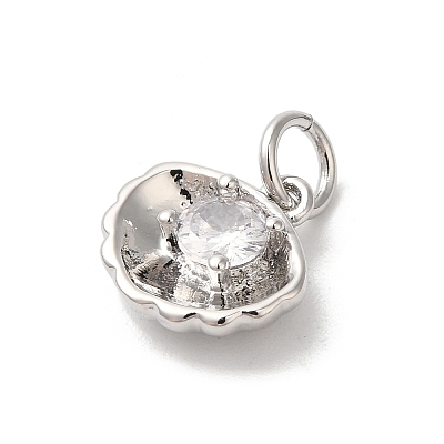 Rack Plating Brass Clear Cubic Zirconia Charms KK-Z056-29P-1