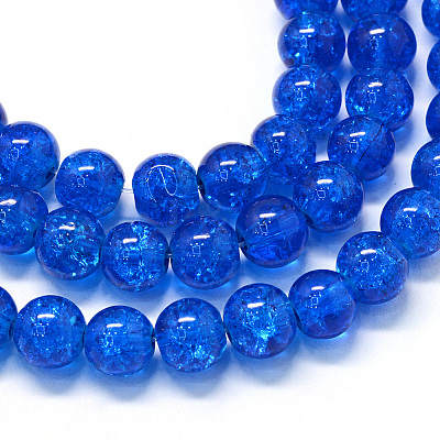 Baking Paint Transparent Crackle Glass Round Bead Strands DGLA-Q018-10mm-69-1