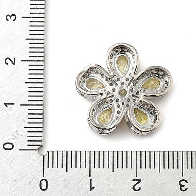Brass Pave Cubic Zirconia 5-Petal Flower Multi-Strand Links KK-I276-30P-01-1