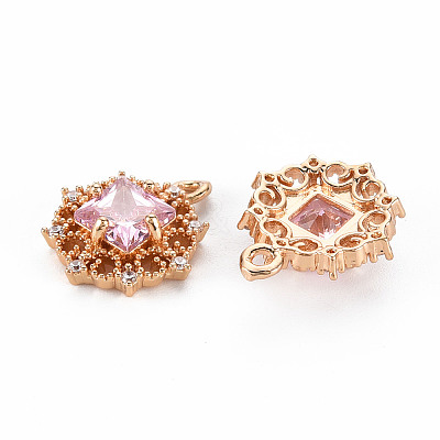 Rack Plating Brass Micro Pave Clear Cubic Zirconia Pendants X-KK-T060-61-RS-1