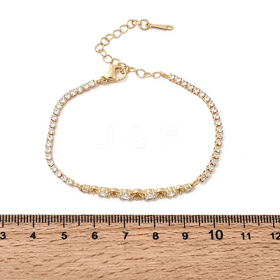 Brass Pave Clear Cubic Zirconia Tennis Bracelet Making KK-B189-05G-1