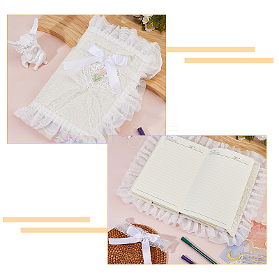 Polyester Lace Book Covers OFST-WH0002-59A-1