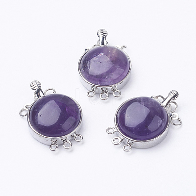 Natural Amethyst Box Clasps G-E427-06P-1