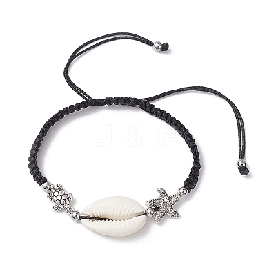 Natural Cowrie Shell Braided Bead Bracelets for Women BJEW-JB11765-01-1