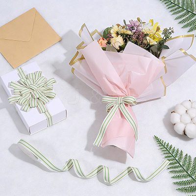 Cotton Stripe Pattern Ribbon OCOR-WH0078-550D-1