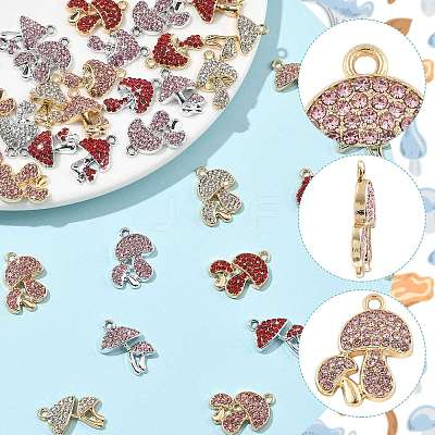 24Pcs 6 Colors Rack Plating Alloy Rhinestone Pendants FIND-FS0004-97-1