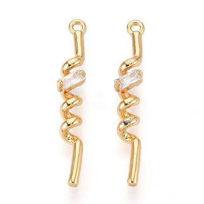 Brass Micro Pave Clear Cubic Zirconia Pendants KK-T078-01G-02-1