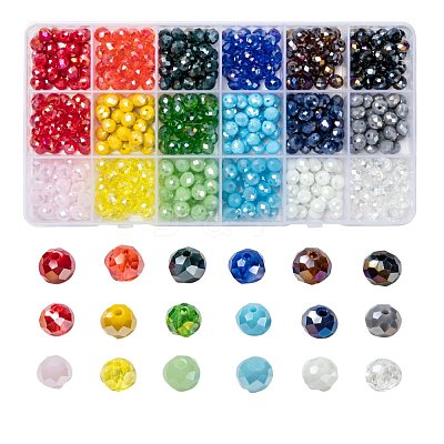 18 Colors Electroplate Glass Beads EGLA-X0006-03B-8mm-1