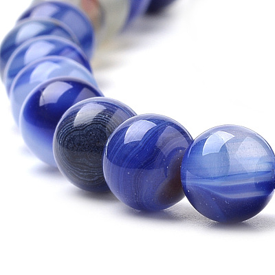 Natural Striped Agate/Banded Agate Beads Strands G-S259-04B-6mm-1