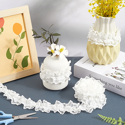 Cotton Pleated Elastic Lace Ribbon OCOR-WH20006-30A-1