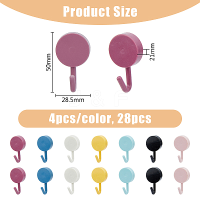 28Pcs 7 Colors Plastic Hook Hangers AJEW-DC0001-18-1