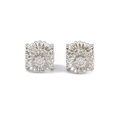 Brass Micro Pave Clear Cubic Zirconia Beads CU-CBA6A75-34P-1