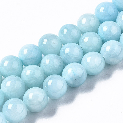 Natural Dyed Yellow Jade Gemstone Bead Strands G-R271-10mm-Y04-1