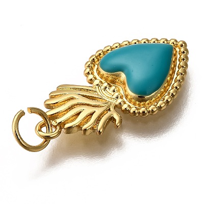 Golden Tone Brass Enamel Pendants KK-K750-01G-D-1