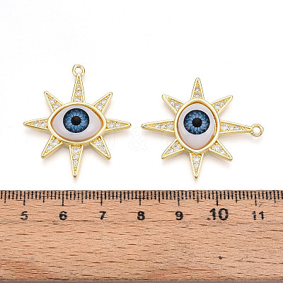 Brass Micro Pave Clear Cubic Zirconia Pendants for Women KK-T070-104-1
