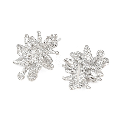 Flower Brass Stud Earring Findings KK-F921-04P-1