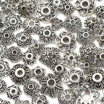100Pcs 20 Styles Tibetan Style Alloy Bead Caps FIND-YW0004-06-1