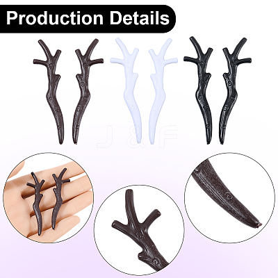 30 Pairs 3 Colors Plastic Snowman Hand Branch Antler AJEW-GF0012-64A-1