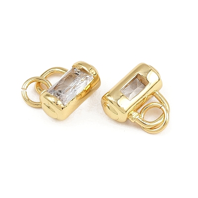 Brass Micro Pave Clear Cubic Zirconia Charms KK-A269-37G-1