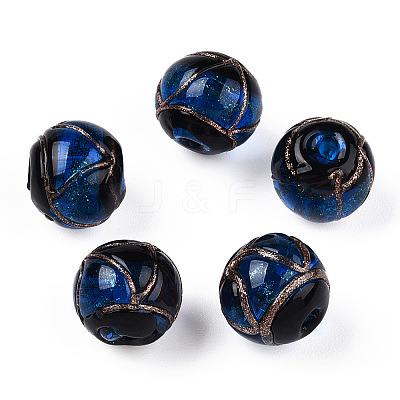 Handmade Gold Sand Lampwork Beads LAMP-T019-14mm-05-1