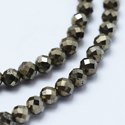 Natural Pyrite Beads Strands G-L031-4mm-03-1