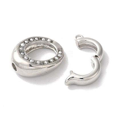 Oval Rack Plating Brass Fold Over Clasps KK-A225-03B-P-1