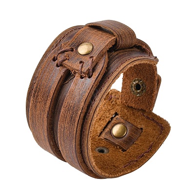 Leather Wrap Snap Bracelets BJEW-FF0007-027B-1