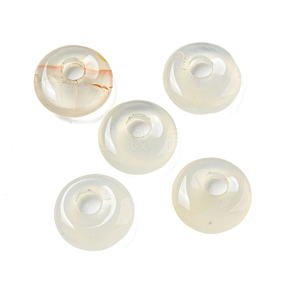 Natural White Agate Donut/Pi Disc Charms G-G142-02T-1