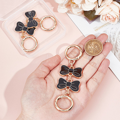 2Pcs Alloy Enamel Bowknot Link Purse Strap Extenders FIND-UN0003-18B-1