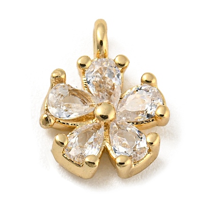 Brass with Clear Cubic Zirconia Charms X-KK-G478-02A-KCG-1