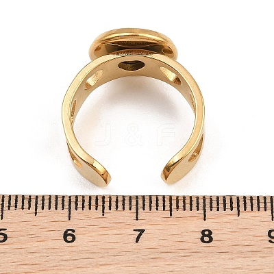 Hollow Heart 304 Stainless Steel Cuff Ring Components SA-CBA82C8-02C-G-1