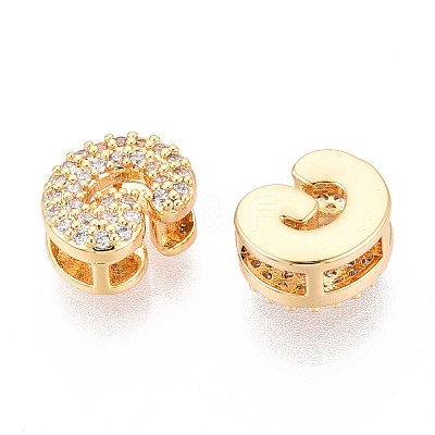 Brass Micro Pave Clear Cubic Zirconia Beads KK-T071-17G-G-1