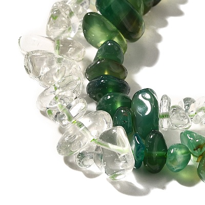 Natural Quartz Crystal/Rock Crystal & Chrysoprase Beads Strands G-L610-B22-01-1