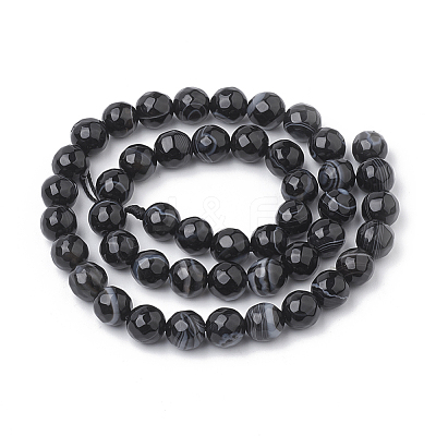 Natural Striped Agate/Banded Agate Beads Strands G-S281-51D-10mm-1