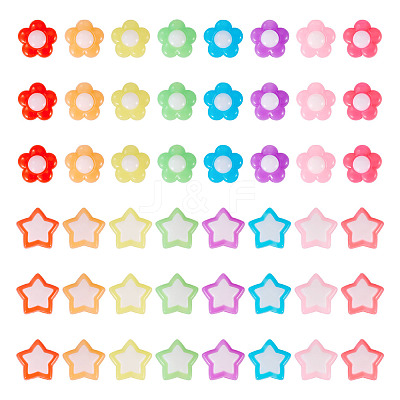 100Pcs 2 Styles Two Tone Opaque Acrylic Beads SACR-TA0001-59-1