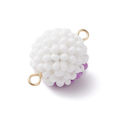 7Pcs 7 Colors Halloween Glass Peal & Glass Seed Beaded Round Eye Links Connector Charms PALLOY-MZ00948-1