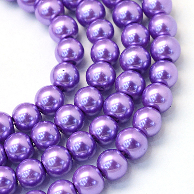 Baking Paint Pearlized Glass Pearl Round Bead Strands X-HY-Q003-10mm-27-1