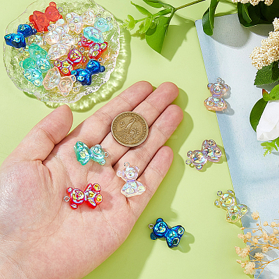 32Pcs 8 Colors Transparent Resin Pendants RESI-DC0001-47-1