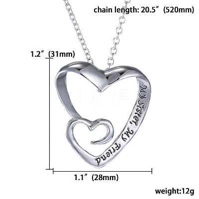 Creative Heart Engraved My Sister NJEW-N0052-098-1
