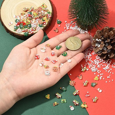 100Pcs Christmas Theme Opaque Resin Cabochons CRES-YW0002-56-1