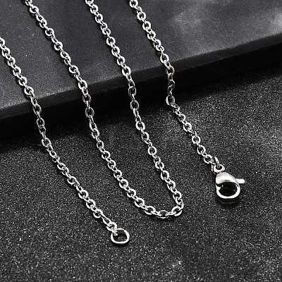 Non-Tarnish 304 Stainless Steel Cable Chain Necklace for Men Women X-STAS-L164A-01P-B-1