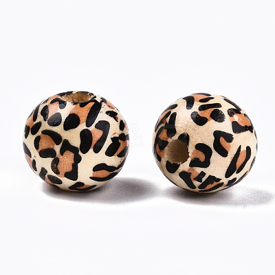 Printed Natural Wooden Beads X-WOOD-R270-05-1