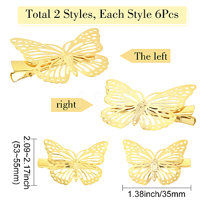 12Pcs 2 Styles Iron Alligator Hair Clips for Women Girls PHAR-SP0001-28A-1