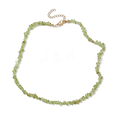 Natural Peridot Chip Beaded Necklace NJEW-JN04616-16-1